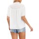 thumbnail image 3 of Blusas casuales elegantes para mujeres con cuello en V, mangas cortas, camisetas lindas de verano XS blanco, 3 of 6