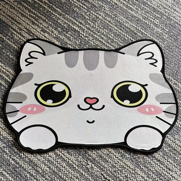 1pc, Cute Grey Cat Rug - Non-Slip Bathroom Mat, Washable Doormat, Bedroom/Living Room Decoration, Silicone Mud Floor Mat for Pets - Indoor Cat Pad, Dog Sleeping Pad