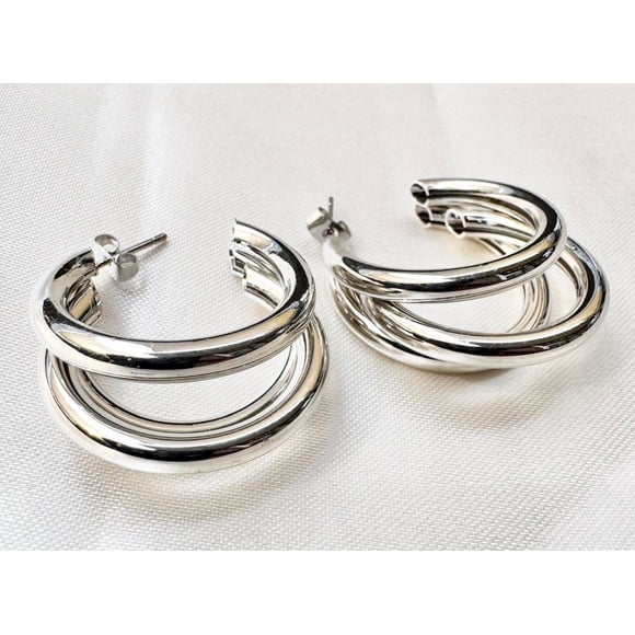 Aros Triples Clásicos Plateados