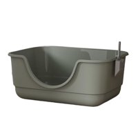 Magideal - Caja De Arena Abierta Con Cucharada Para Gatos Pequeños Y Grandes Gatos Gatos Gatos Bedpan Chillones De Lámina De Gato Cajas De Arena De Arena Gatita Gris