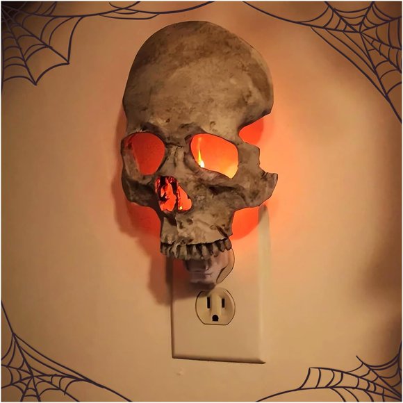 Luz nocturna Chefensty 13x10x17 cm Calavera gris 110 V
