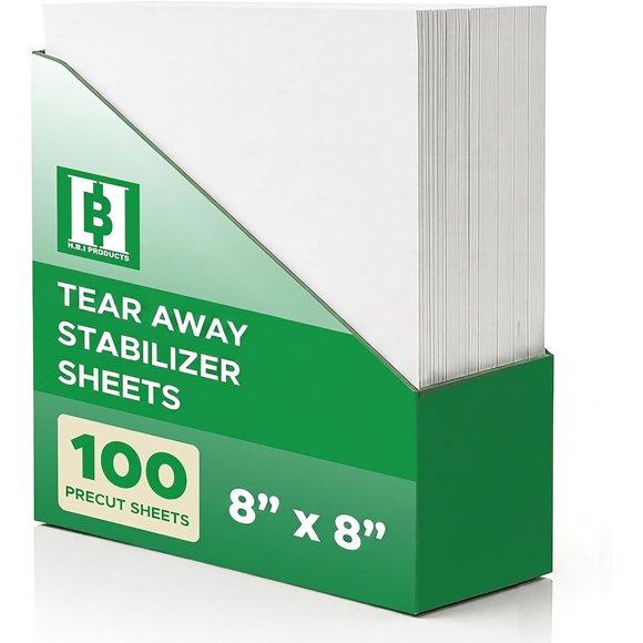 HBI Tear Away Embroidery Stabilizer Sheets, 8 x 8 in, 100 Pa