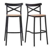 Pandalino - Pack 2 Taburetes Bar Valentino Negro 65 Cm | Apilable| Exterior