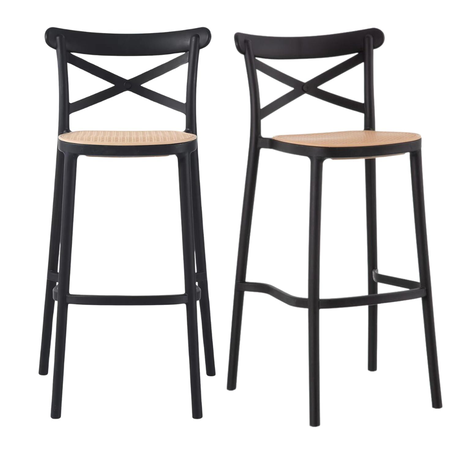 Pandalino - Pack 2 Taburetes Bar Valentino Negro 75 Cm | Estilo Vintage | Exterior