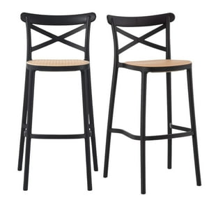Pandalino - Pack 2 Taburetes Bar Valentino Negro 75 Cm | Estilo Vintage | Exterior Negro