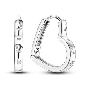 Fershop - Aros Plata Corazón Luna Y Estrellas Con Micro Circones