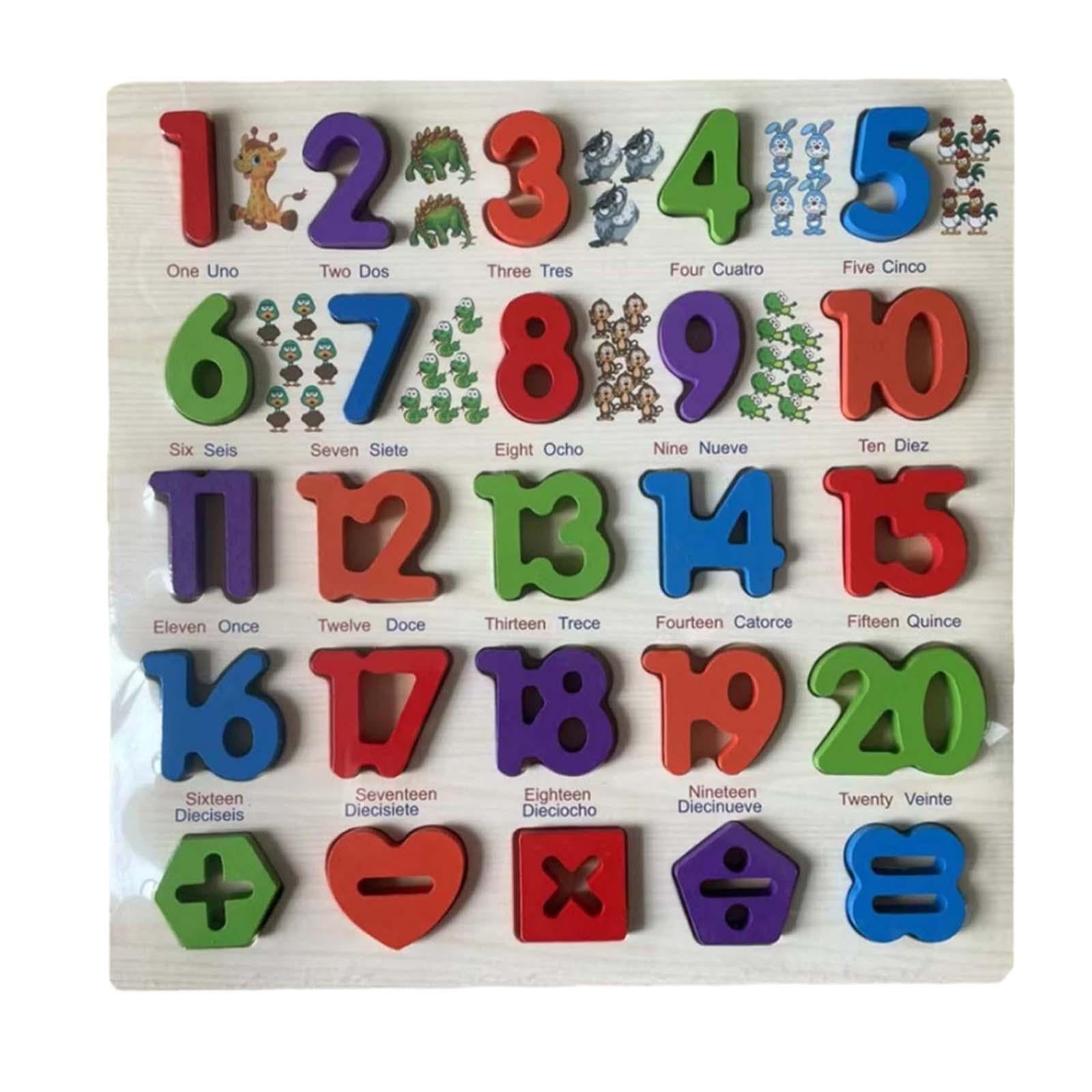 Magideal - Tablero De Rompecabezas Del Alfabeto De Madera Montessori, Tablero Resistente Para Las Primeras Letras, Desarrollos Fáciles, Juguetes, Material Didáct Números Españoles