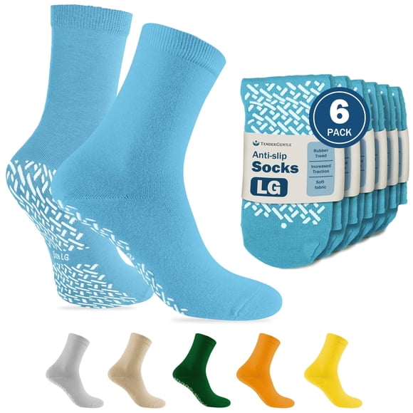 Calcetines TenderGentle Antideslizantes 6 pares Azul Talla Grande