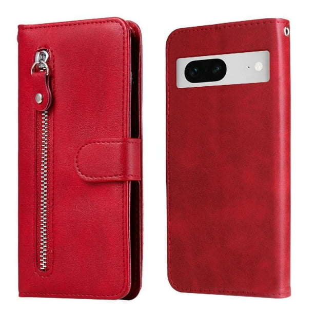 Funda con Cremallera para Google Pixel 7 , Carcasa Cartera de Cuero PU con Soporte y Tarjetero