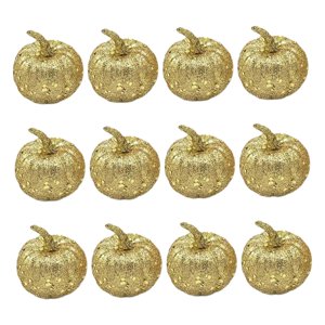 Magideal - 12 Unids Calabazas Decorativas Calabazas De Espuma Artificial 6.5 Cm Modelos De Calabaza De Espuma Hecha A Mano Para Holiday Farmhouse Festival , Oro