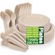 thumbnail image 1 of Unves Set de 250 Platos y Cubiertos Compostables con Mangos Extra Largos, 1 of 3