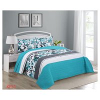 Genérico - Cubrecama Quilt Verano 1.5 Plazas - Turquesa Hojas Xf51