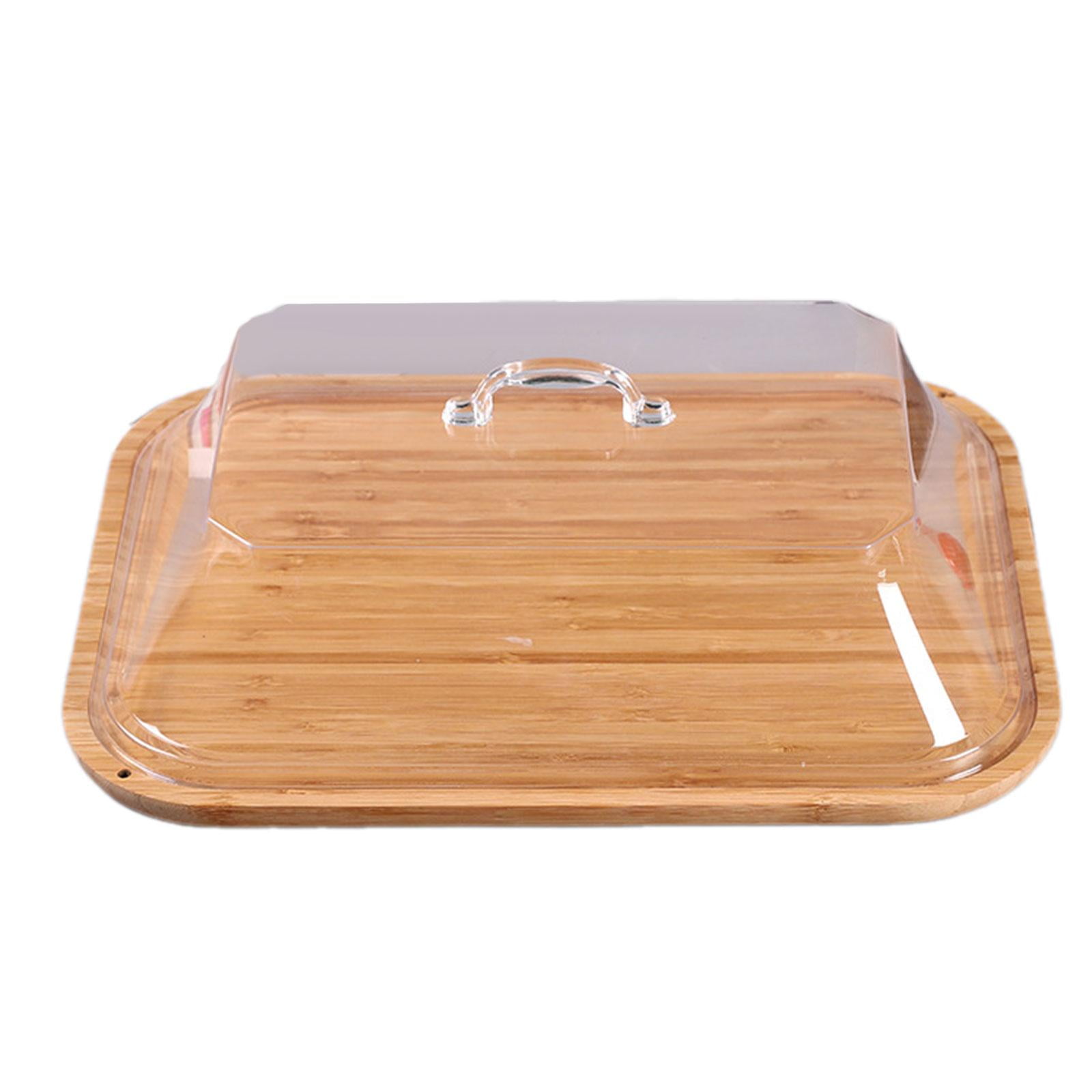 Magideal - Bandeja Para Tartas Bandeja Para Tartas Bandeja Decorativa Cubierta Soporte De Madera Para Tartas Soporte Para Tartas Con Tapa Para Hornear Cumpleaños Rectángulo