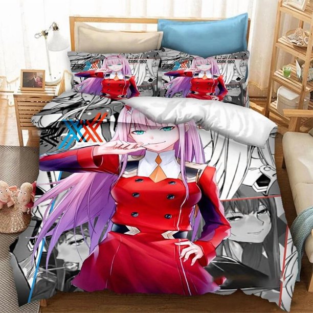 DARLING in the FRANXX Zero Two Bedding Set Boys Girls Duvet Cover Pillowcase Bed Kids Adult
