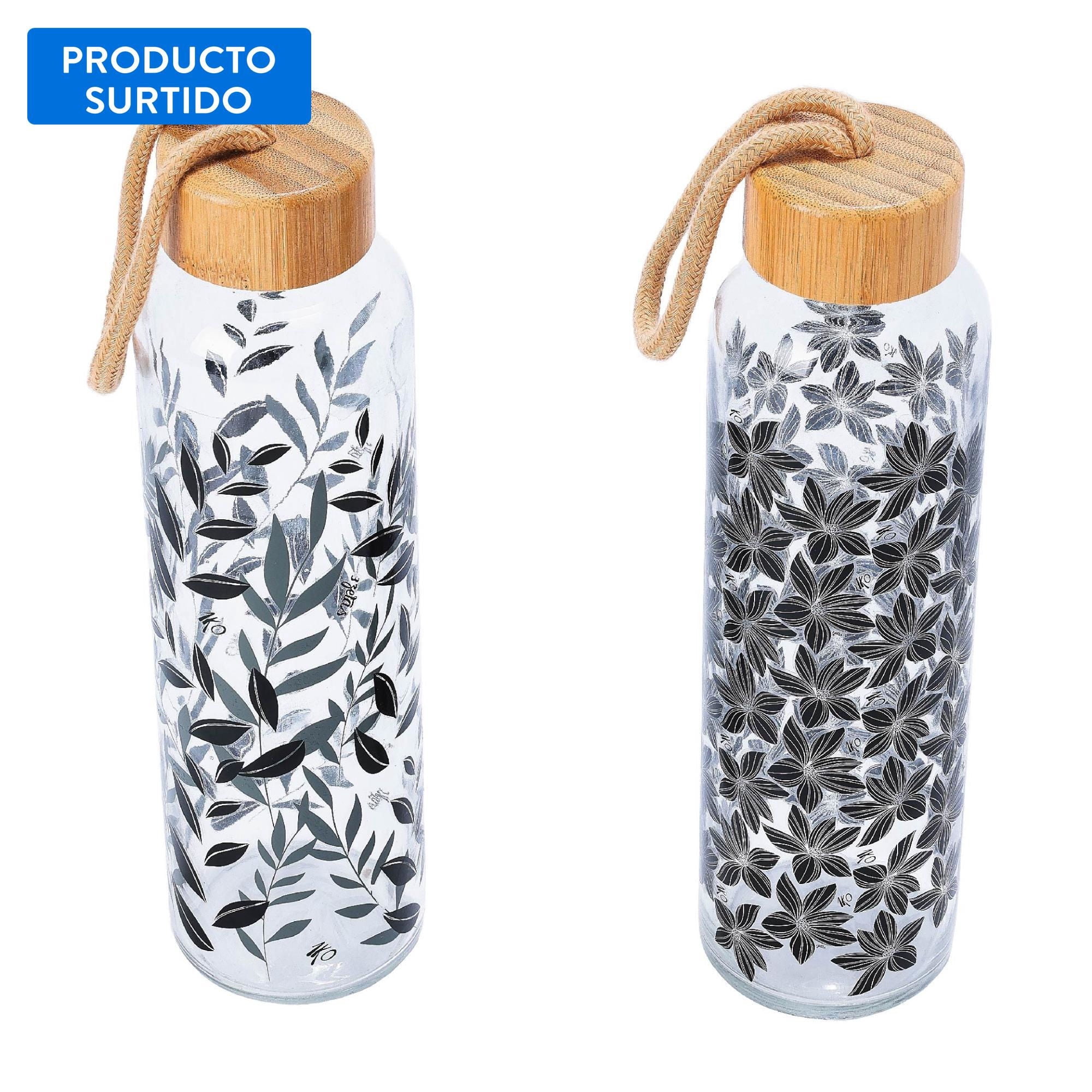 Botella Vidrio 580ML Bambú, color surtido 1 un