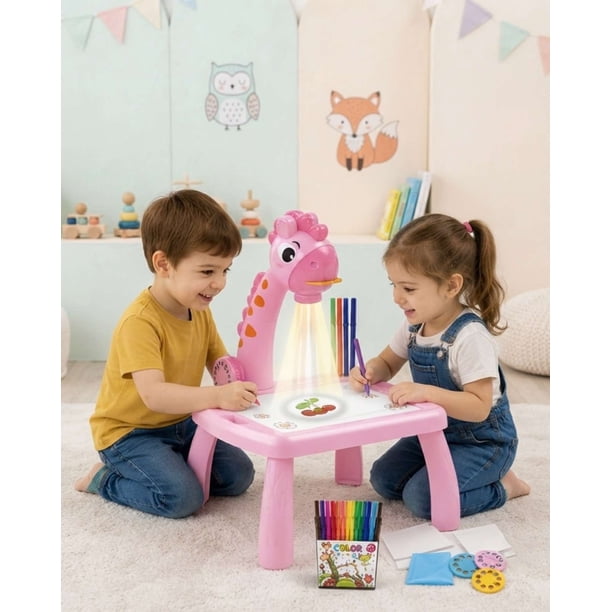 Proyector de Pintura Infantil Girafa Mesa de Dibujo con Luz y Sonido | Lider