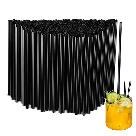Pajitas desechables Summerdate, 500 unidades, negras, 13 cm/21 cm