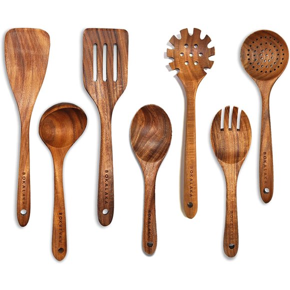 Cucharas de Madera Bokalaka 7Pcs Teca