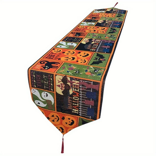 1pc, Spooky Halloween Table Runner - Cotton Polyester Blend, Perfect for Dinner Parties and Home Decor, Gift Idea