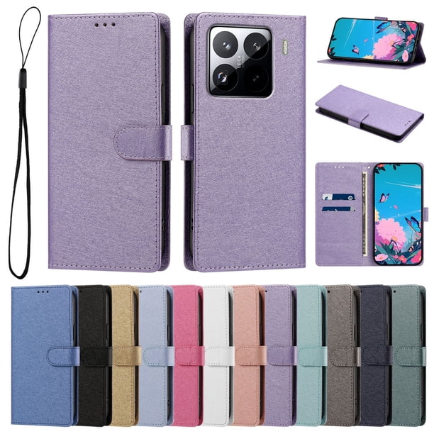 Funda Cartera de PU para Xiaomi 15 Pro con Tarjetas, Lila
