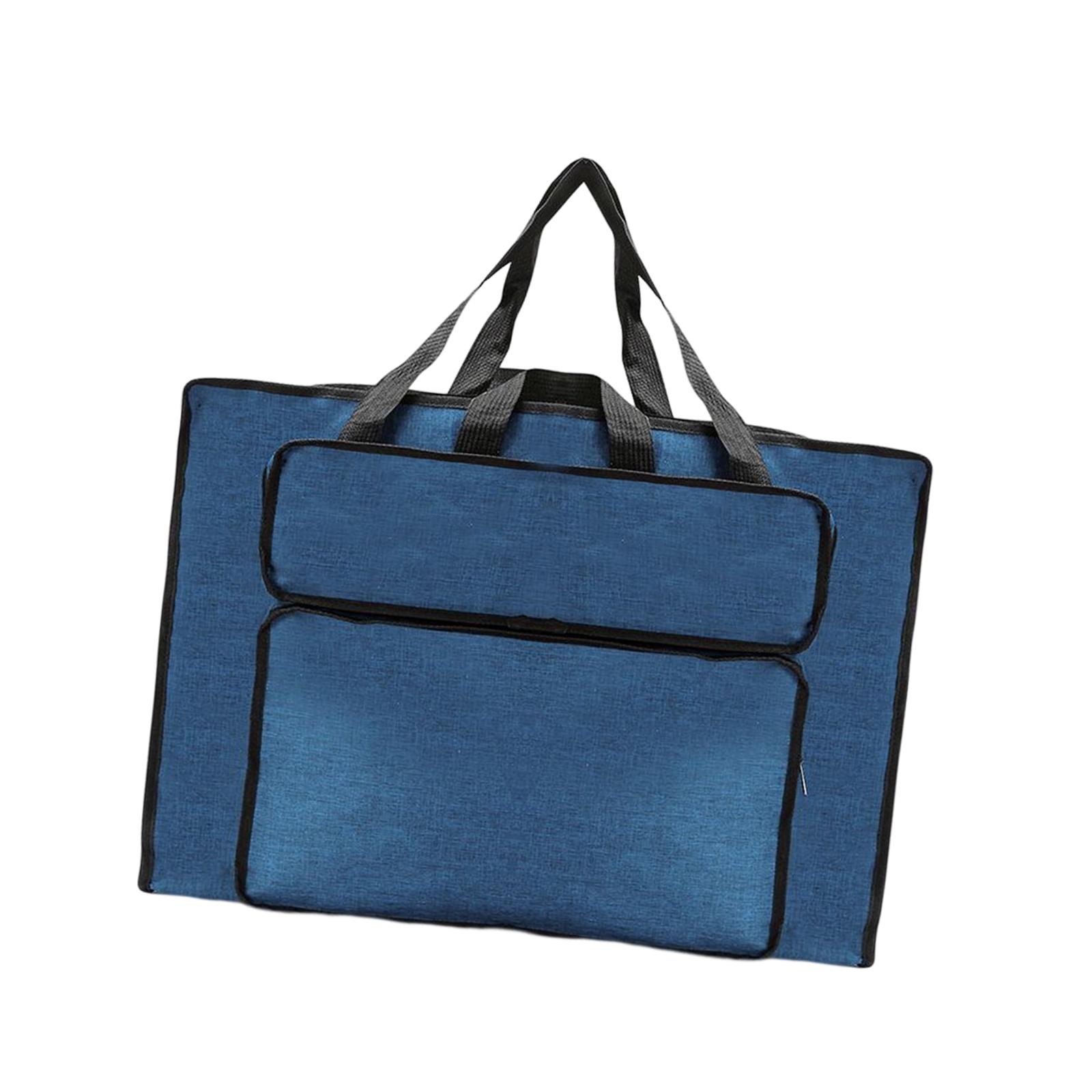 Magideal - Estuche Para Portafolio De Arte De Nailon A Prueba De Agua Suministros De Arte Multipropósito Con Bolsillos Exteriores Estuche Para Tablero De Pintura , Azul Grande