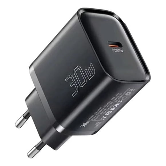Cargador de Pared Essager 30W GaN USB-C Carga Rápida PD 3.0 y QC 3.0 Negro