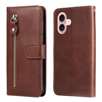 Gangxun - Funda Con Cremallera Para Iphone 16 Plus, Carcasa Cartera De Cuero Pu Con Soporte Y Tarjetero