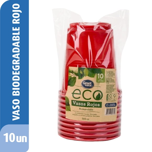 Vaso biodegradable rojo 500 cc, 1 Un
