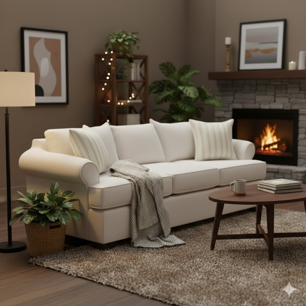 Sitial Home - Sofá 3 Cuerpos Rudithg Blanco Con Asientos De Resortes Full Comfort Plus