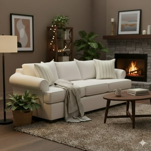 Sitial Home - Sofá 3 Cuerpos Rudithg Blanco Con Asientos De Resortes Full Comfort Plus