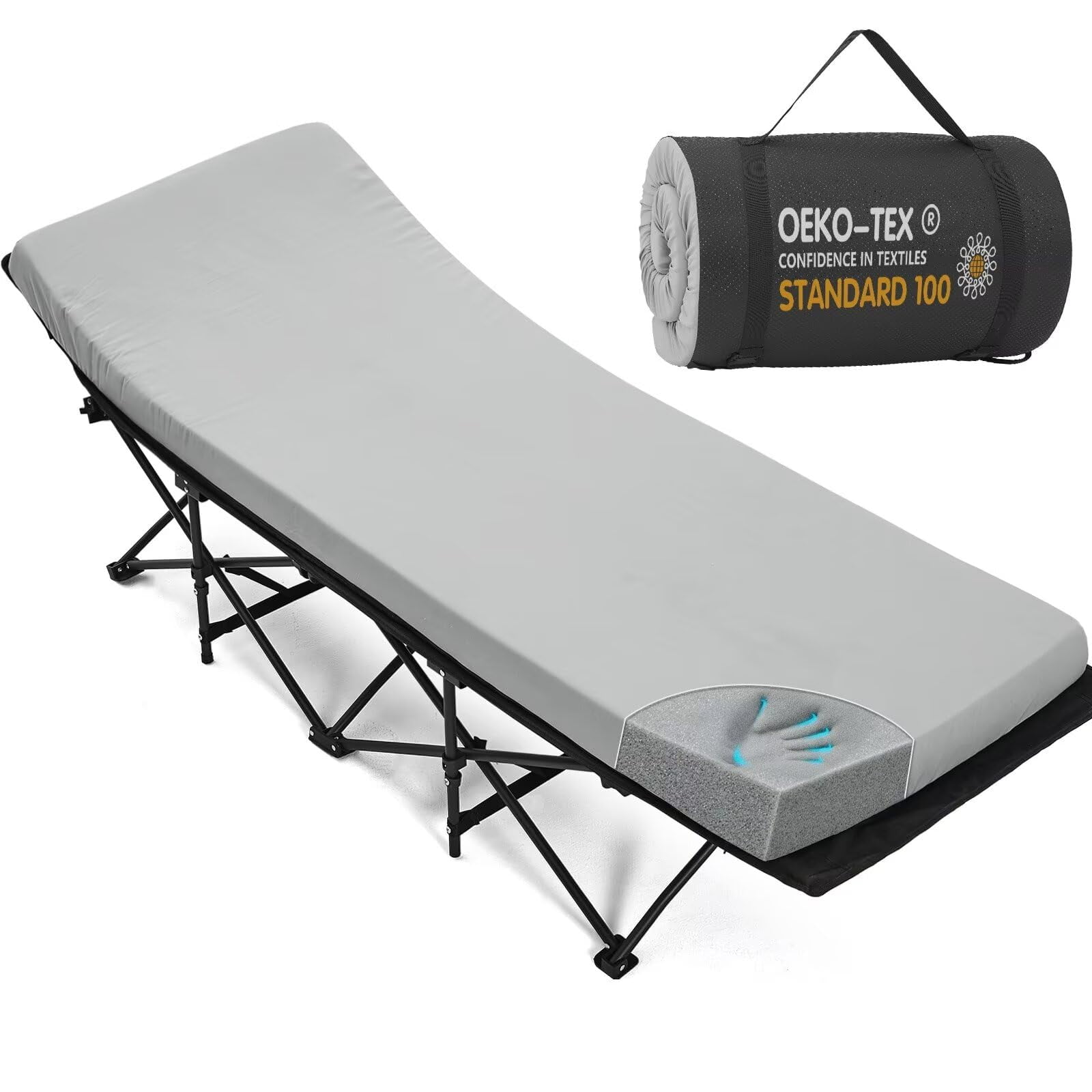 Colchón Para Camilla De Camping Cymula 191x76x5 Cm Espuma Viscoelástica Gris