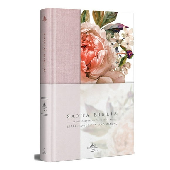 Biblia Rvr60 - Tapa Dura - Tela Rosada Con Flores