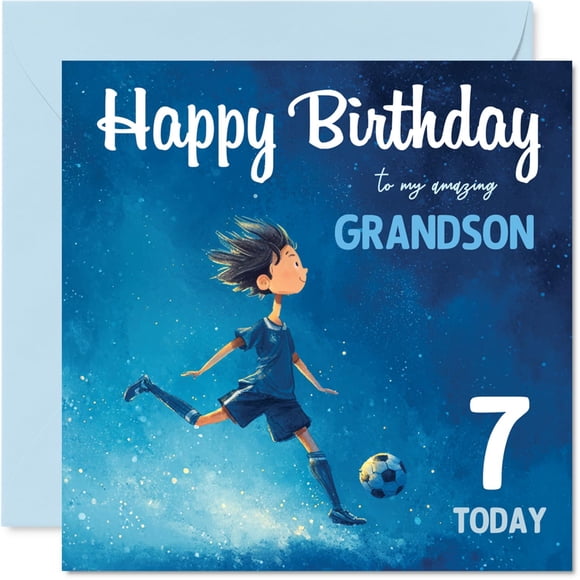 Tarjeta de cumpleaños Stuff4 para niños de fútbol de 3 años