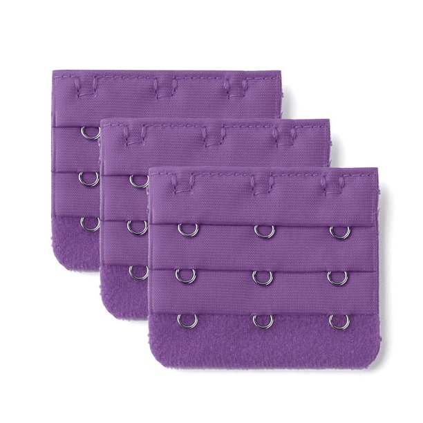 3 Gancho 3 Fila Extensores de Correa de Sujetador Elásticos Hebillas Ganchos Banda de Sujetador para Mujeres Púrpura Oscuro 3