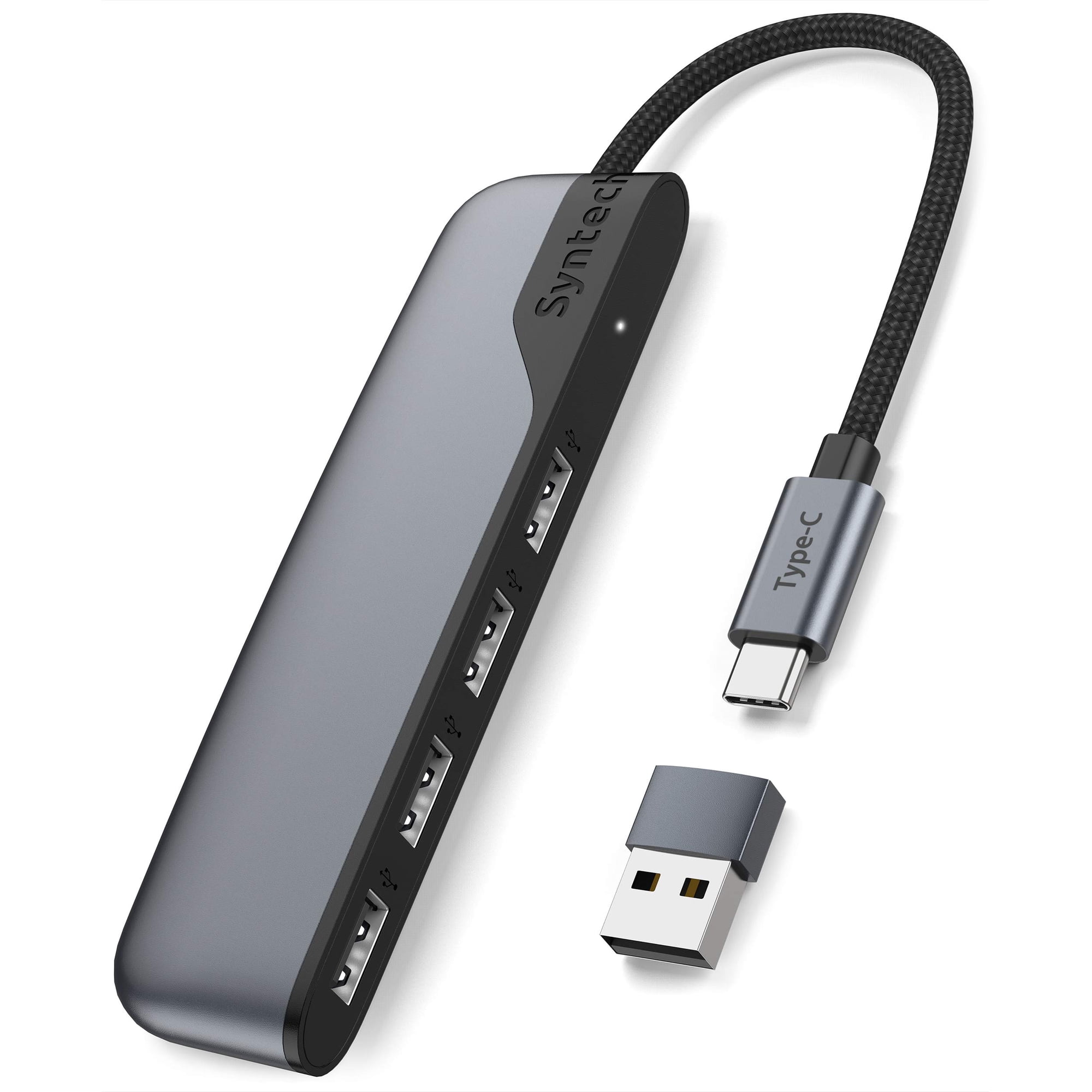Hub Usb C A Usb De 4 Puertos Syntech Type C A Usb 3.0 Con Adaptador