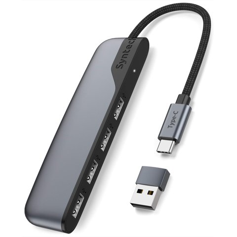 Hub Usb C A Usb De 4 Puertos Syntech Type C A Usb 3.0 Con Adaptador
