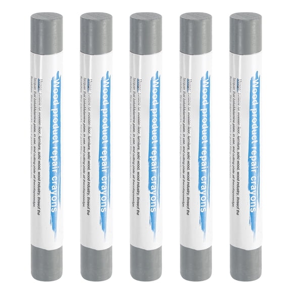Uxcell 5 piezas de barras de relleno de madera, crayones de cera para retoque de muebles, reparación de arañazos, grietas, agujeros, mesa, suelo de madera, Gris Moderno