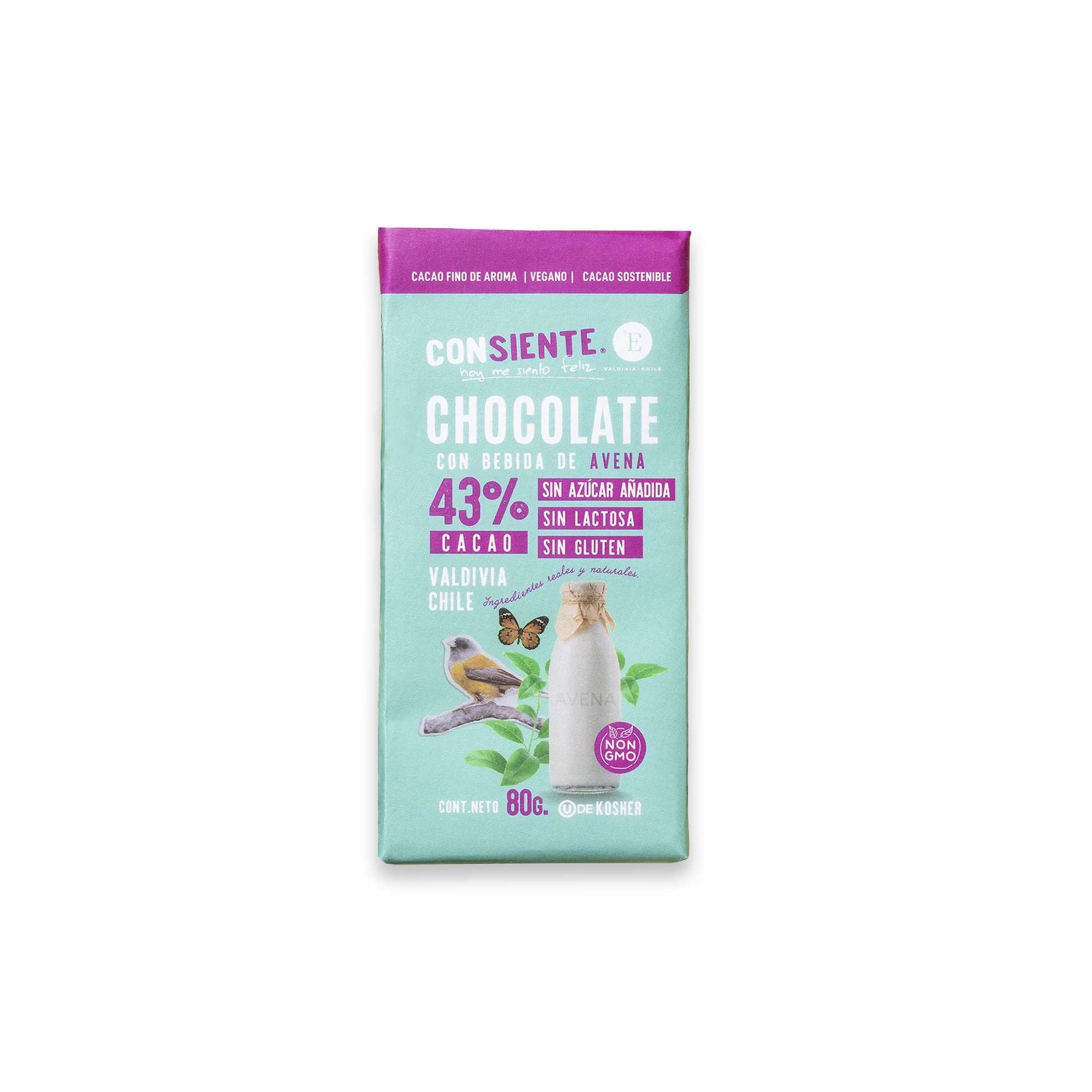 Chocolate Con Bebida Avena Y Crocante Nibs 43% Cacao 80 g Entrelagos