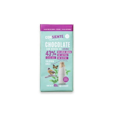 Chocolate Con Bebida Avena Y Crocante Nibs 43% Cacao 80 G Entrelagos