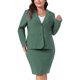 thumbnail image 1 of Agnes Orinda Conjunto de Traje de Negocios para Mujer de Talla Grande de 2 Piezas con Solapa con Muesca, Botones, Blazer y Faldas Lápiz Midi con Bolsillo 1X Verde, 1 of 8