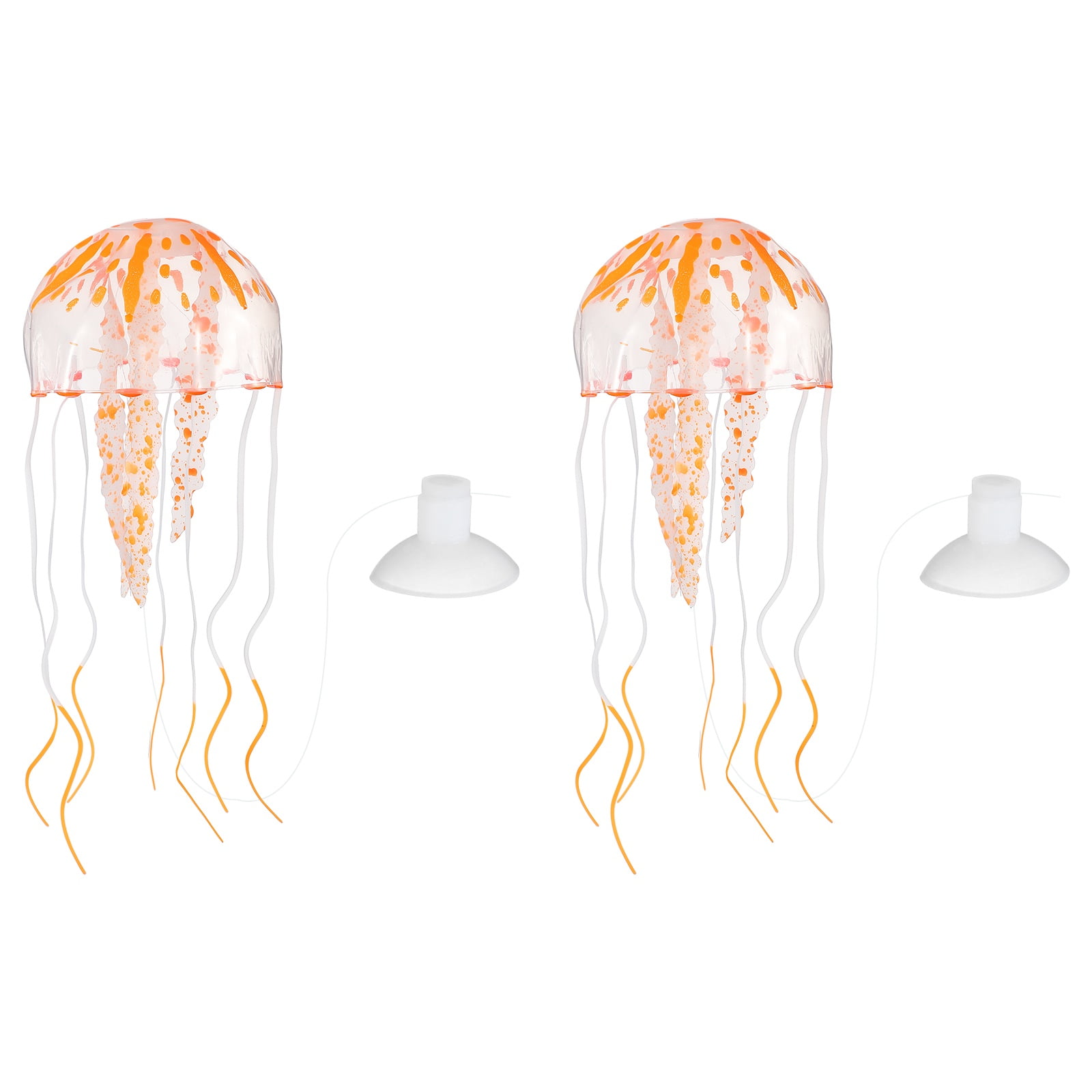 Decoración de Acuario Uxcell Medusa, Decoraciones para Peceras Medusa Falsa Brillante de Silicona, (Naranja, L, 2 Piezas), Destinado para Decoración de Tanque