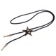 thumbnail image 1 of Negro Pu Cuero Occidental Vaquero Rodeo Bolo Corbata Bola Collar Antiguo Latón, 1 of 5