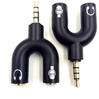 Xinqihang - Adaptador Divisor De Auriculares Haokiang, Conector En Forma De U De 3,5 Mm, Macho De 4 Polos A 2 Hembra De 3 Polos, Divisor En Y Para Auriculares Estéreo Y Micrófono.