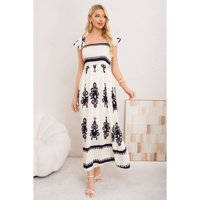 Likeshop - Maxi Vestido Largo Verano Mujer Estampado Casual Sin Mangas 3380