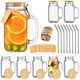 thumbnail image 1 of Set de Tazas Tipo Mason TANGLONG 700 ml de Vidrio con Tapa y Pajilla x8, 1 of 7