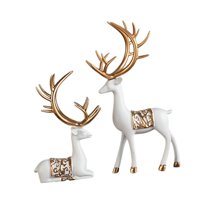 Bothyi - 2 Piezas De Esculturas De Ciervos Estatuas De Animales De Resina Moderna Para Estantería De Dormitorio De Estante Blanco