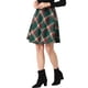 thumbnail image 4 of Falda corta de línea A con cintura elástica de cuadros vintage para mujer con diseño clásico para otoño e invierno Verde Rojo S, 4 of 6