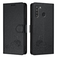 Funda Tipo Cartera Foxdock Para Samsung Galaxy A21 Con Soporte, Ranuras, Rfid, Diseño De Gato