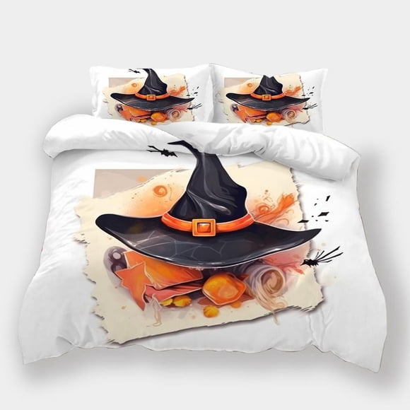 Halloween Style Skull Pumpkin Print Quilt Duvet Cover Set Bed Linen3-Piece Bedding Set