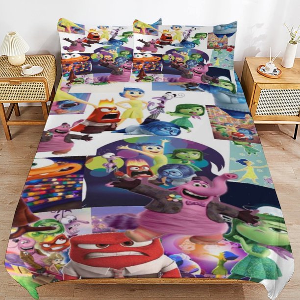 x497 Inside Out 2 Bed Duvet Cover Microfiber Bedding Sets 3D Printed Lightweight 3 Piece Comforter Sets, 1 Duvet Cover And 2 Pillow Shams for Kids Boys Girls 90"x90" jn497